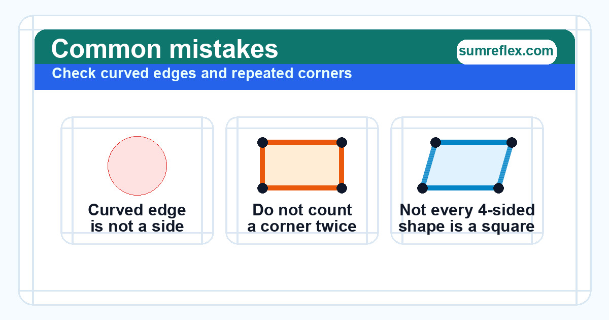 Common mistakes diagram for counting corners and sides of shapes