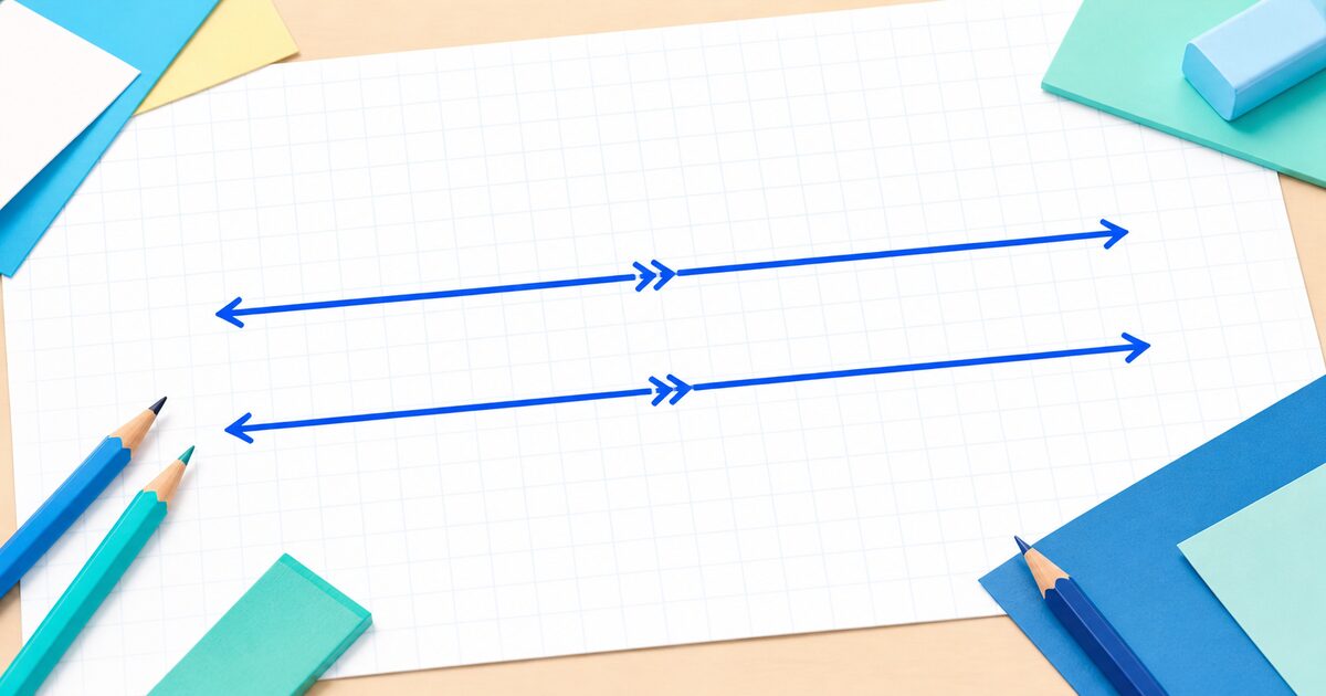 Illustration of two blue parallel lines on graph paper