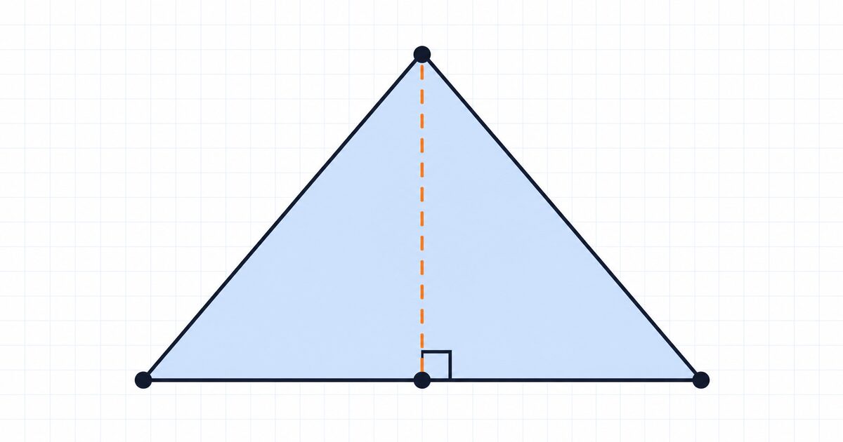 Triangle with dashed perpendicular altitude drawn from the top vertex to the base