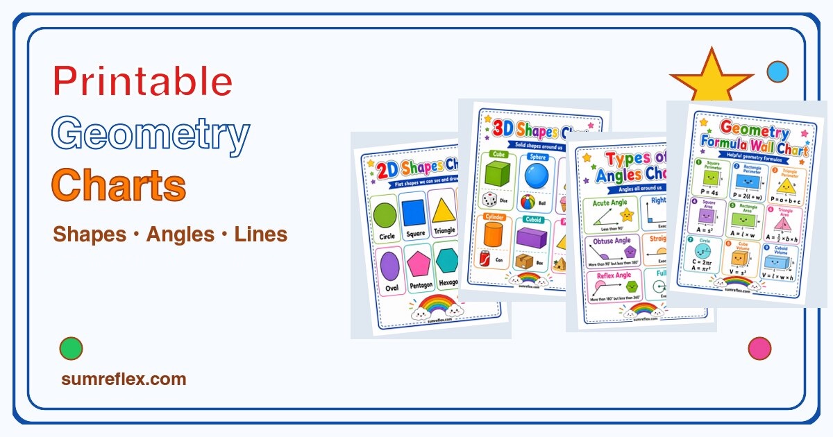 Printable Geometry Charts featured image with SumReflex branding and geometry chart previews