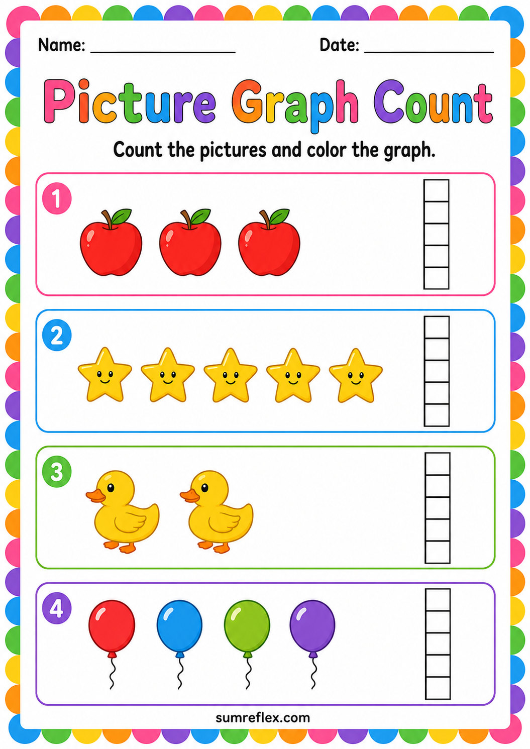 Picture graph counting worksheet for preschool